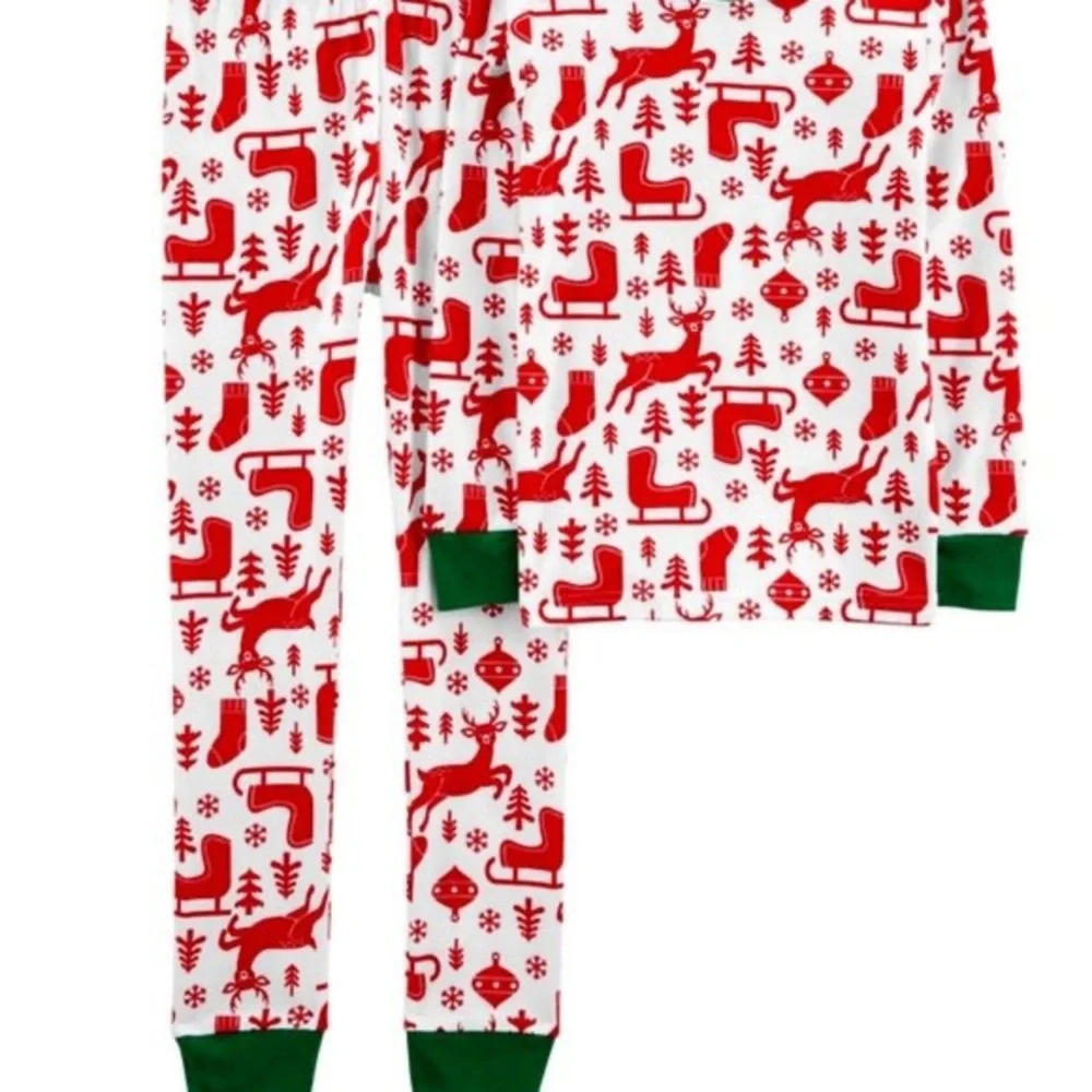 NWT Carters Sleigh and Reindeer 2 Piece Pajama Set Size 12
